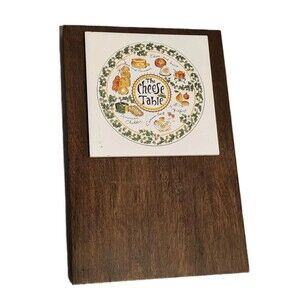 Vintage JA Company Wood & Ceramic Tile Cheese Board 1970s Retro
